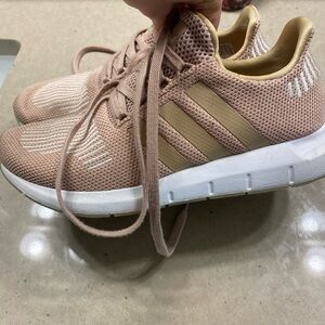 Adidas Women's Beige and White Sneakers